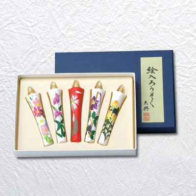 絵ろうそく(2号5本入　寸法75㎜　)